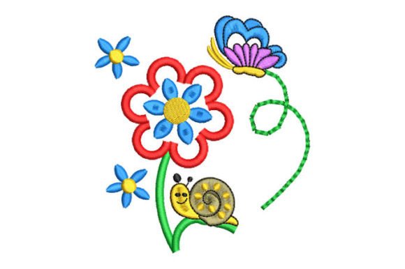 Colorful Flowers with Snail Embroidery Review